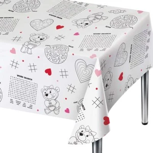 Valentine's Day Kids Activity Paper Tablecloth 54" x 88" Valentine's Day - Picture 1 of 1
