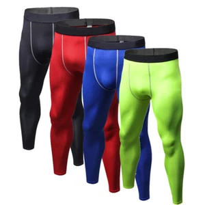 Men's Active Compression Pants - Workout Base Layer Running Quick Dry Leggings - Picture 1 of 13