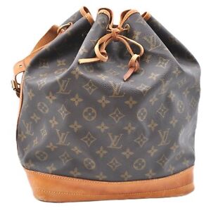 Authentic Louis Vuitton Monogram Noe Shoulder Drawstring Bag M42224 LV 7747C