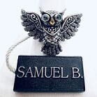 NWT Samuel B Behnam 925 Sterling Silver & 18k Natural Blue Topaz Owl Ring