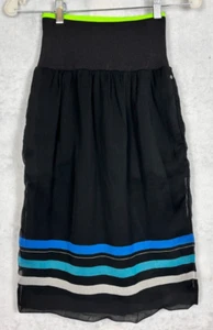 Diesel O-Bessie Womens XS Skirt Stretch Pockets Black Color Stripes Chiffon Lady - Picture 1 of 6
