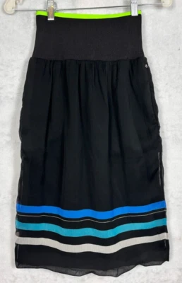 Diesel O-Bessie Mujer XS Falda Elastizada Bolsillos Color Negro Rayas Gasa Dama Foto 1 de 4