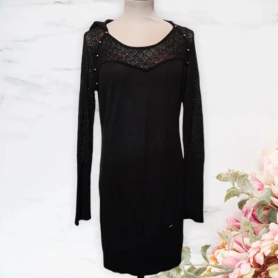 Vestido suéter negro con capucha Apple Bottoms Foto 1 de 4