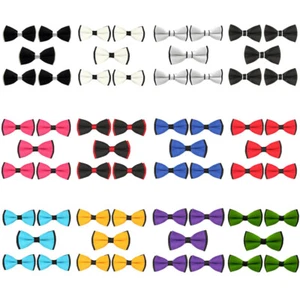 5 PCS Men Pre-tied Bow Tie Party School Wedding Adjustable Solid Color Bowtie - Picture 1 of 13