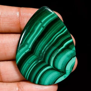 Green Malachite Cabochon 73.00CT 33x43x4mm 100%Natural PEAR Shape Loose Gemstone - Picture 1 of 11