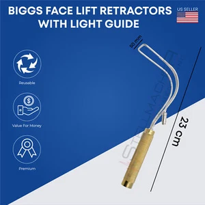 Retractores de elevación facial BIGGS guía ligera retractor de estiramiento facial 50 mm x 23 cm chapado en oro - Imagen 1 de 1