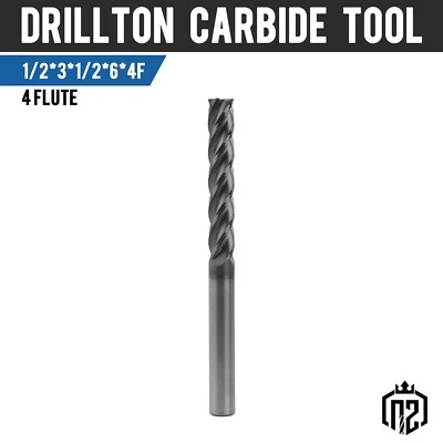 1 pieza 4 flautas 1/2" x 3" x 6" carburo sólido fresadora de extremo largo - recubierta de AlTiN Foto 1 de 4