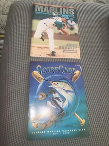 LOT OF 2 Florida Marlins Magazine John Burkett V4 #2 1996 BLANK SCORE CARD CUBS - Picture 1 of 13