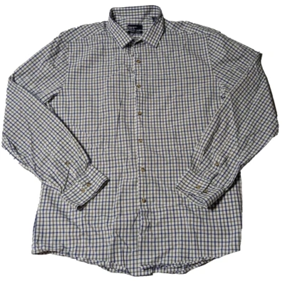 Camisa xadrez azul grande BAR III SLIM FIT CARNABY COLLECTION masculina 16-16.5 34-35 - Imagem 1 de 4