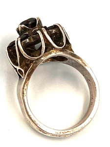 Vintage Art Deco Sterling Silver & Large Garnet Cluster Ring Size O US 7 - Picture 1 of 14