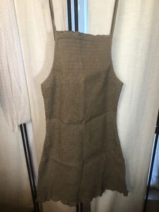 Free People NWT Khaki Tan Iyla Smocked Mini Dress Women’s Size Large - Picture 1 of 8