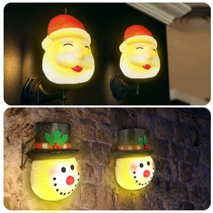 2 Paar Weihnachten Veranda Lichtabdeckung Schneemann & Weihnachtsmann Innen/Außen Weihnachtsdekor - Bild 1 von 7
