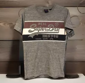 Real SuperDry T Shirt Mens Medium Gray Japan Logo Raised Logo Cotton Crew - Picture 1 of 6