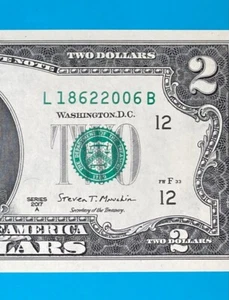 L 1862 2006 B : TRAILING YEAR 2006 $2 Two Dollar Bill Serial Number *UNC* - Picture 1 of 3