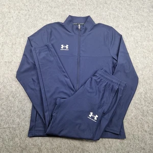 Under Armour Tracksuit Set Mens Medium Blue Track Top Tapered Joggers Pants - Picture 1 of 16
