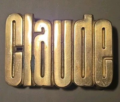 "Claude"Vintage 1978 Solid Brass Belt Buckle Baron Buckle D134 - Image 1 of 3