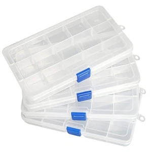 4 Pack Plastic Compartment Box with Adjustable Dividers Craft Tackle Organize... - Picture 1 of 9