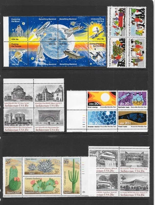UNITED STATES       1981 - 1982  MINT NEVER HINGED PLATE BLOCKS & BLOCKS of 4 - Image 1 of 2