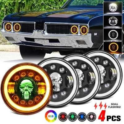 4X Faros LED PUNTO 5,75" haz alto/bajo RGB calavera para Oldsmobile Delta 88 1965-75 Foto 1 de 4