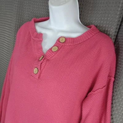 ANRABESS Women's Pink V-Neck Button Up Knit Sweater Long Sleeve Size XS - Image 1 of 4