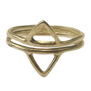 Ring Sterling Silver Artisan Geometric Double Triangle Band Marked 925 Size 6.5 - Picture 1 of 17