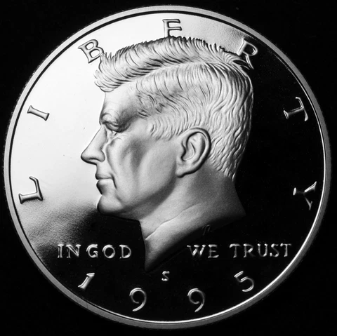1995 S  Kennedy Mint Silver Proof Half Dollar from Original U.S. Mint Proof Set Cover