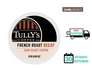πβ Tully's French Roast DECAF Keurig Coffee K-cups - Picture 1 of 1