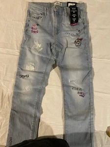 Jordache Skinny Girl Jeans W, Unique Designs Size 16 Adjustable Waist - Picture 1 of 7