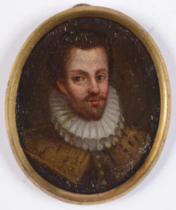 "Portrait of a nobleman", Spanish oil on copper miniature, early 17th century - Picture 1 of 5