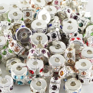 5 piezas Cristal Checo Estrás Plata Dije Europeo Cuentas Cerraduras Clips Tapones - Imagen 1 de 43