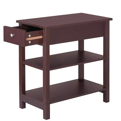 24" End Table Side Sofa Console Table Narrow Chairside W/2 Open Shelves 1 Drawer - Image 1 of 4