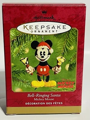 NUEVO Hallmark Keepsake Ornament Disney Mickey Mouse Campana-Ringing Santa 2001 Foto 1 de 3
