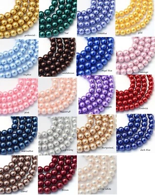 Glasperlen Wachsperlen 4-8mm Strang ca78-80 cm Farbwahl Bastelperle Schmuckperle - Bild 1 von 2