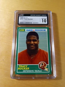 1989 Score #253 TRACY ROCKER CGC 10 #C Washington Redskins ROOKIE Football Card. - Picture 1 of 2
