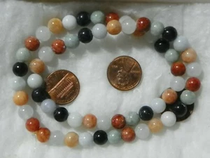 Cadena de cuentas sueltas de jadeíta de 16 pulgadas 8 mm birmano multicolor 6 colores  - Imagen 1 de 1