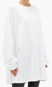 RAEY - T-SHIRT MANCHES LONGUES OVERSIZE COTON BLANC TAILLE 14 UK 42 EU - NEUF - Imagen 1 de 6