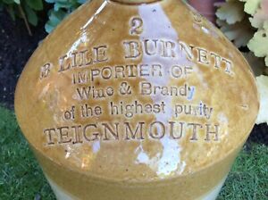Vintage Teignmouth Flagon, B.Lile Burnett, Wine & Brandy Bottle, Devon, Rare