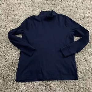 Lands End camicia uomo piccola blu navy manica lunga collo alto pullover casual adulto - Foto 1 di 10