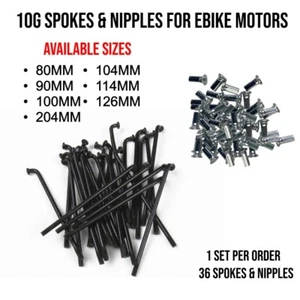 36pz Nippli Raggi Ruota Acciaio 80-126mm 10G Bicicletta Elettrica E-bike - Foto 1 di 5