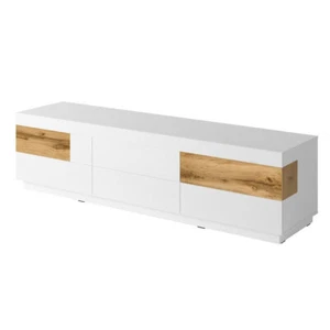 Lowboard TV-Unterschrank Silke 206x50x53cm wotan eiche weiß hochglanz (18735) - Bild 1 von 5