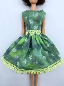 E64 BARBIE DOLL HANDMADE DRESS OOAK VINTAGE SILKSTONE ST PATRICKS DAY CLOVER - Picture 1 of 1