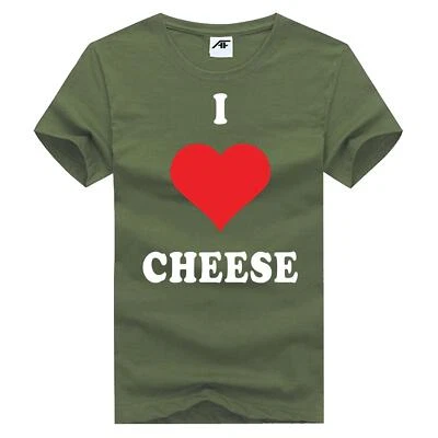 AMARE FEECHI Boys I Love Cheese Funny Printed T-Shirt Cheese Lovers Kids Adults Tee Crew Neck