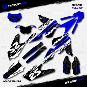 White & Blue Slick Racing Graphics Kit fits Yamaha 15-19 WR250F WR 250F Decals - Picture 1 of 5