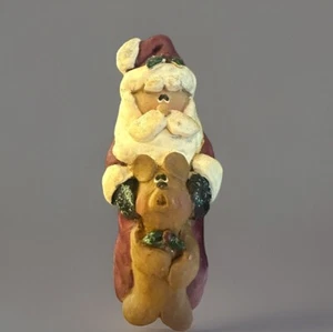 Large Santa Claus Holding Singing Teddy Bear New Brooch Pin Sparkle - Picture 1 of 6