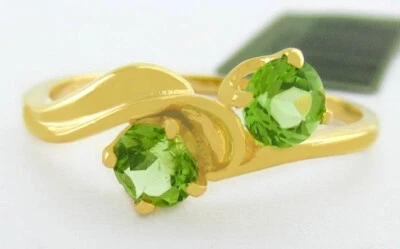 GENUINE 0.70 Cts PERIDOT RING 14K YELLOW GOLD - New With Tag - Image 1 of 4