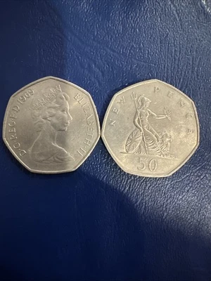 1969 50 New Pence Coin Great Britain England Fifty New Pence World Lot of 2 - Image 1 of 3
