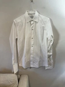 Camicia smoking plissé bianca ETON, vestibilità slim, collo 15,5, petto 41", prezzo al pubblico consigliato $295 - Foto 1 di 6
