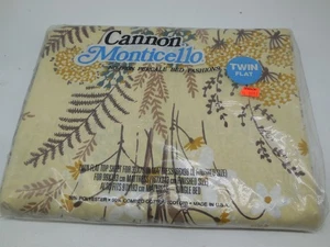 DD8 Vtg Cannon Monticello Twin Flat Sheet MARTINIQUE 66x96 in.Floral No Iron NOS - Picture 1 of 5