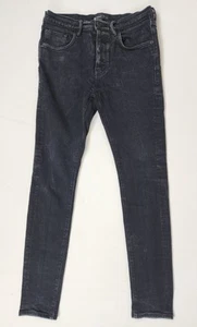 Jeans Marca Púrpura Para Hombre 32x32 Negro P001 Ajustado Botón Mosca Elastizado Denim - Imagen 1 de 14