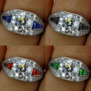Wedding Ring 44357 Topaz Wholesale Engagement White Vintage - Picture 1 of 10